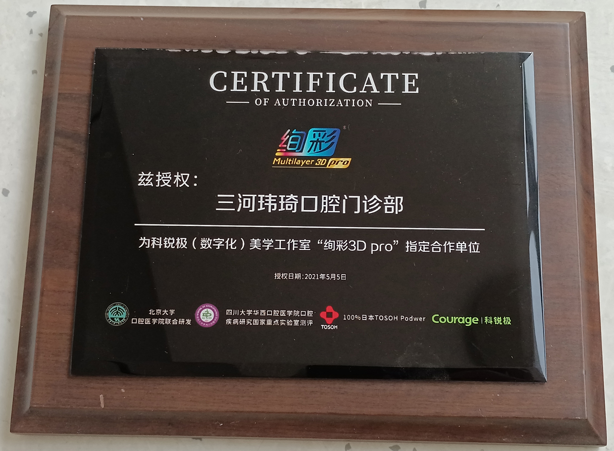 绚彩3D Pro授权牌匾